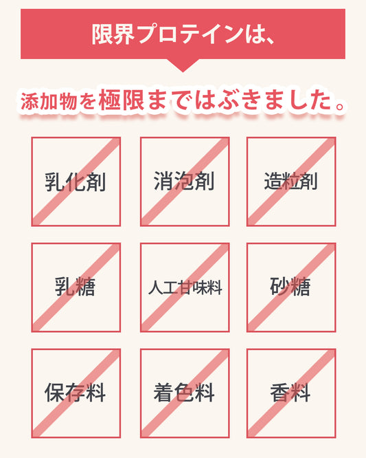 【定期購入で初回半額】人工甘味料、保存料無添加 限界プロテイン【重金属・鉛・カドミウム検査済み/不検出】